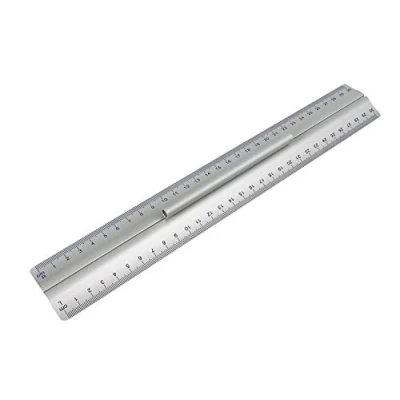Immagine di Wedo 0525235 Righello in alluminio, 30 cm, con manico per destrimani e mancini inserto gomma antiscivolo