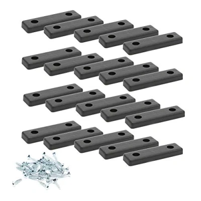 Immagine di 20 x sossai® rialzi/feltrini per mobili/piedi mobili da avvitare MG2 Colore: nero Dimensioni: 50x14x5 mm Incl. vite