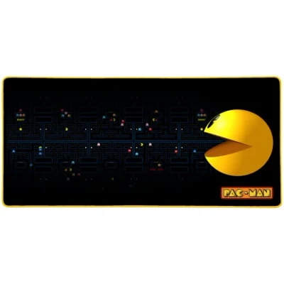 Immagine di Konix Tappetino per mouse da gioco Pac Man XXL 90 x 46 cm Base in gomma antiscivolo nero e giallo