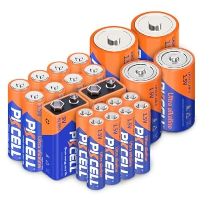 Immagine di PKCELL 22 batterie alcaline, 8 AA, AAA, 2 C, D e 9V per l&#039;elettronica domestica