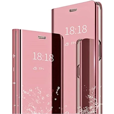 Immagine di TOOBY Custodia per Samsung Galaxy S10/S10 Plus Clear View Standing Cover Mirror Flip 360 Gradi Protezione Portafoglio Elegante Case Copertura (Rosa, S10 Plus)