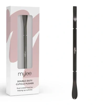 Immagine di Mylee Spingi cuticole professionale, elegante, nero opaco, in acciaio inox, con doppia estremità, per spingere le e raschiare via i detriti della pelle difficili da rimuovere