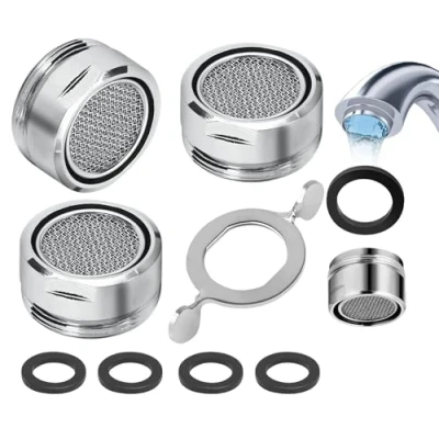 Immagine di 3 pezzi Filtro Acqua Rubinetto,M24 Aeratore Rubinetto Cucina,Rompigetto con Guarnizioni e 1 Chiave Cromata,Filtri Rubinetti Lavandino a Risparmio Idrico per Bagni Cucine