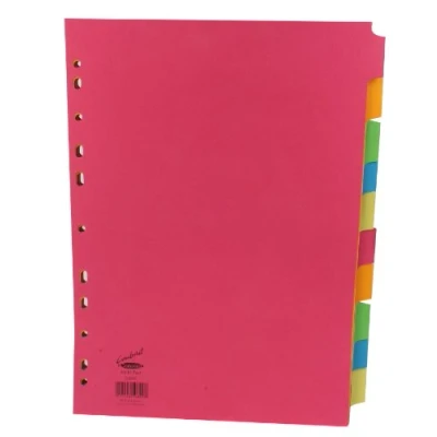 Immagine di Concord Bright Subject Dividers Europunched 10 Part A4 Assorted Ref 50899