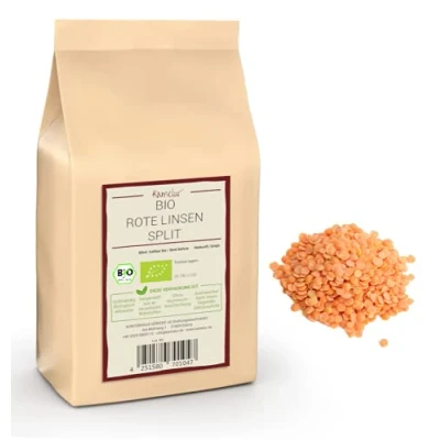 Immagine di 1kg BIO lenticchie rosse secche divise legumi secchi senza additivi in confezione biodegradabile