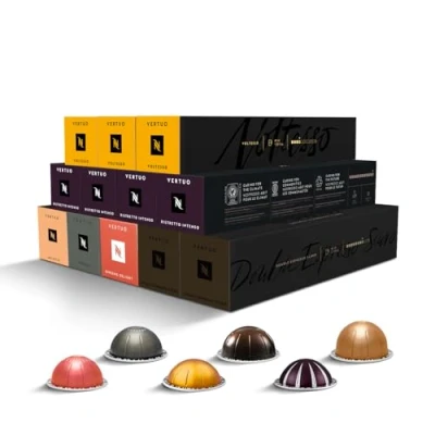Immagine di Capsule Nespresso ORIGINALI Selezione Caffè Discovery Vertuo con Ginseng da 120 Caffè, Linea Vertuo, Intensità 4 a 12 (su 12), Ristretto, Espresso, Double Gran Lungo