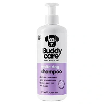 Immagine di Buddycare Shampoo Bianco per Cani, Schiarente e Sbiancante Pulizia Profonda, Fresco Profumato, con Aloe Vera B5 (500 ml)