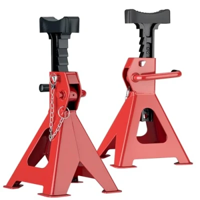 Immagine di Wiltec 2 cavalletti Auto, capacità di carico 3 tonnellate l&#039;uno, Sostegno, Altezza Sollevamento 29 42,5 cm, con Protezione in Gomma e Perno Sicurezza
