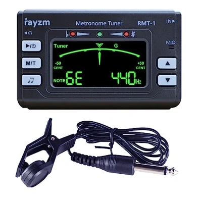 Immagine di Rayzm Accordatore metronomo (accordatore metro) con jack per auricolari da 3,5 mm strumenti musicali cromatico, accordatura microfono/clip on/linea in entrata opzionale