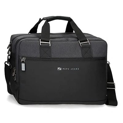 Immagine di Pepe Jeans Jarvis Cartella per portatile doppio scomparto regolabile nero 40 x 30 11 cm Poliestere con dettagli in finta pelle