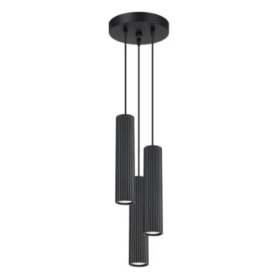 Immagine di Sollux Lighting Lampada Da Soffitto Sospensione In Alluminio 3 Paralumi 19,5 x 108 cm Karbon Nero