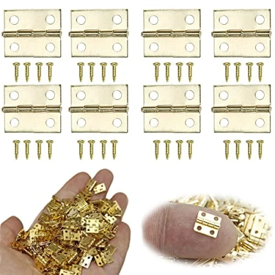 Immagine di Lxoraziy 100 Pezzi Mini Cerniere Piccole, Pieghevole in Metallo, Connettori a Cerniera, per Mobili Piccole con Chiodi, Scatola Legno, Gioielli, Accessori DIY