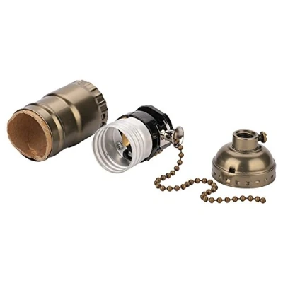 Immagine di Adattatore per Lampadina Base Presa a vite lampade Luce Lampada E27 con Tirare Interruttore Catena(Bronzo)