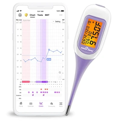 Immagine di Termometro Basale Digitale Easy@Home Display LCD Retroilluminato (Termometro Bluetooth Viola)