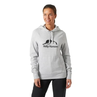 Immagine di Helly Hansen W Nord Graphic Pullover Felpa con Cappuccio da Donna, 952 Grigio Melange, XS