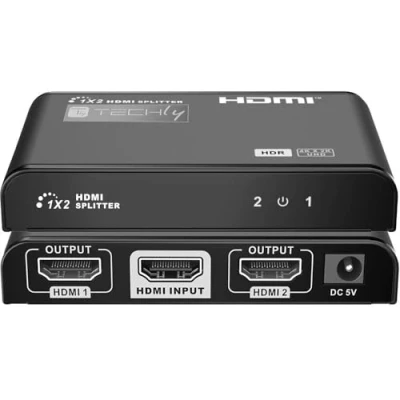 Immagine di Techly 023974 Splitter HDMI2.0 4K UHD 3D 2 Vie Nero
