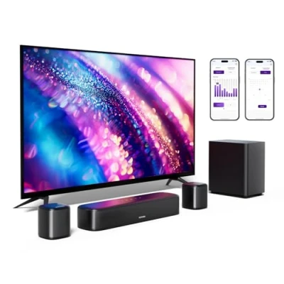 Immagine di ULTIMEA 5.1ch Soundbar TV, Impianto Surround Virtuale per App Controllo, TV con Audio Home Theater, Bluetooth Subwoofer e 2 Altoparlanti Surround, Aura A30