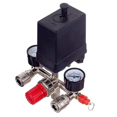 Immagine di Regolatore di pressione 400 V con interruttore a 2 indicatori misurazione da 0 12 bar, filettatura esterna 1/2&quot; ( 21 mm)