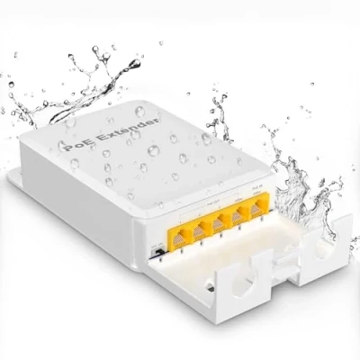 Immagine di Outdoor Gigabit PoE Extender 1 in 4 Out, NICGIGA 5 Port 802.3af/at/bt Waterproof Repeater, Vlan, Extend 100 Meters(328 ft), Power Over Ethernet Splitter.