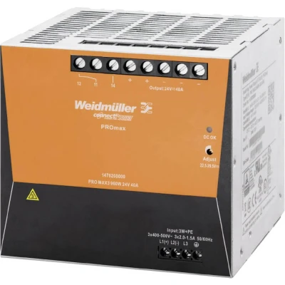Immagine di Weidmüller PRO MAX3 960W 24V 40A Alimentatore per guida DIN 12 V/DC 40 A 960 W Contenuto 1 pz.