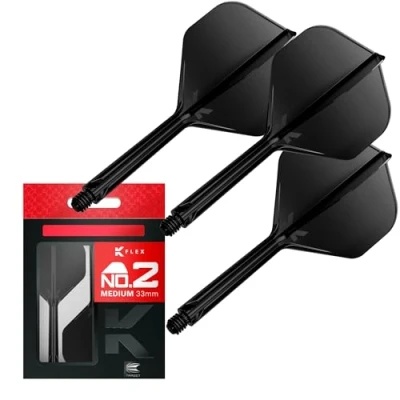 Immagine di Target Darts K Flex Integrated Dart Flight And Shaft, N. 2 Nero (Medio) Confezione da 3 2, voli per Freccette di precisione in 1 e Stelo