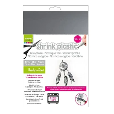 Immagine di Vaessen Creative Plastica Termoretraibile, Argento, 25 Fogli, Formato A4, Progetti Creativi Divertenti per Tutte le Età, 21 x 30 cm