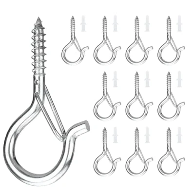 Immagine di GZQINGYONG 10 Pezzi Viti a Occhiello,Ganci Vite Ganci Avvitabili Gancio da Muro,Gancio Soffitto con Tubo di Espansione Fibbia Sicurezza per Legno M4(Argento)