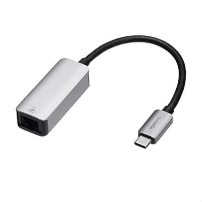 Immagine di Amazon Basics Adattatore da USB C 3.1 a Gigabit Ethernet RJ45, Grigio, 5,23 x 2,06 1,5 cm