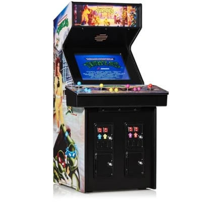 Immagine di Numskull quarter arcades Teenage Mutant Ninja Turtles Collector&#039;s Edition Mini Arcade Replica in legno autentica scala 1/4, ROM originale, batteria ricaricabile e altoparlanti da 3 W per gli