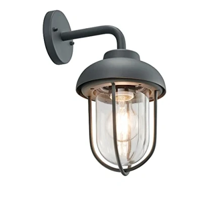 Immagine di Trio Leuchten Duero 202760142 Lampada da parete per esterni, in alluminio pressofuso, colore: Antracite/Vetro trasparente escluso 1 x E27
