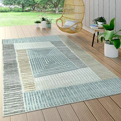 Immagine di da Interni e Esterni, terrazza Balcone, Anti intemperie, Geometrico Moderno, Dimensione:200x290 cm, Colore:Beige