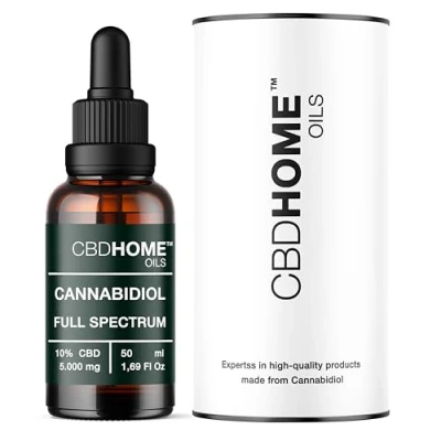 Immagine di CBD HOME Oil Olio al 10% Full Spectrum 50 ml FORTE 5000 mg Basi ecologiche di Cocco e Canapa Arricchito con Spettro Completo Omega 3 6 9 Prodotto nell&#039;UE