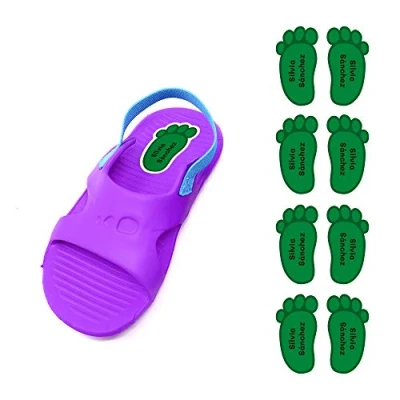 Immagine di Haberdashery Online 8 Paia di Etichette Adesive Personalizzate per Scarpe, Forma Piede 21x37,5 mm, Ideali Identificare Oggetti, Resistenza e Durata, Verde