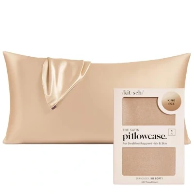 Immagine di Kitsch federa in raso per capelli e pelle, più morbida della seta, con cerniera, raso, king size, champagne, confezione da 1
