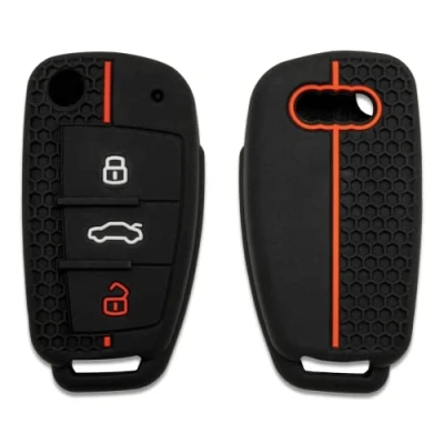 Immagine di Lage Cover Guscio Copri Chiave per Telecomando 3 Tasti compatibile con Audi A1 / A3 S3 A4 S4 RS4 A6 S6 RS6 Q3 Q5 Q7 TT/TTS R8 Custodia Protettiva, accessorio auto in silicone