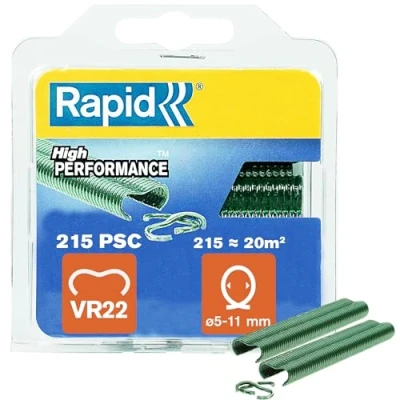 Immagine di Rapid VR22 Confezione da 215 Anelli di Fissaggio in Acciaio Zincato con Rivestimento PET Verde per Recinzioni e Reti Metalliche 5 11 mm