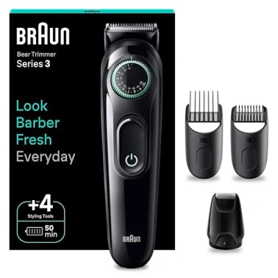 Immagine di Braun Series 3 RASOIO ELETTRICO BARBA, Con lama barba Ultra Affilata, REGOLABARBA UOMO 40 Lunghezze, 50 Minuti Di Utilizzo Senza Fili, BT3421 Nero