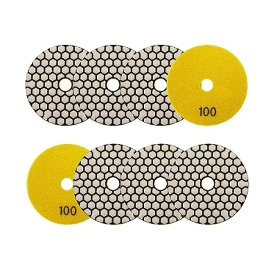 Immagine di SANLEETEK Diamantato Tamponi di Lucidatura Secco 100mm 8pezzi Grana 100 Dischi per Granito Marmo Pietra Artificiale Quarzo Smerigliatrice Angolare