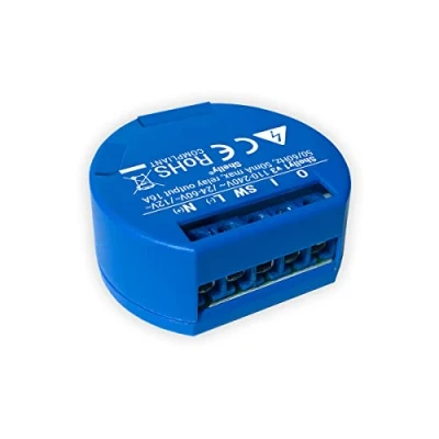 Immagine di Shelly 1V3 Interruttore Relè Wireless per Automazione Domestica, Spegnere ed Accendere Punti Luci, Piccole Dimensioni, Comandi Vocali Amazon Alexa, Google Home e MQTT, 1 W, new, Blu