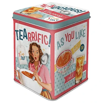 Immagine di Nostalgic Art Contenitori Retro Tealicious &amp; Tearrific Idea Regalo per la Cucina, Sfuso e bustine di tè, Design Vintage, 100 g
