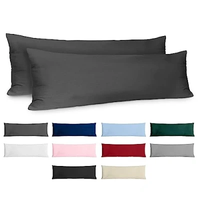 Immagine di Dreamzie Federe 40x145 Cotone Rinforzato (Set da 2) Antracite Trama Fitta a 57 Fili/cm² Cuscini cm Cuscino Certificate Oeko Tex