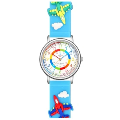 Immagine di Alienwork Kids Orologio di Apprendimento bambini Ragazzi Ragazze Argento Blu Chiaro Multicolore Impermeabile 5 ATM Tempo