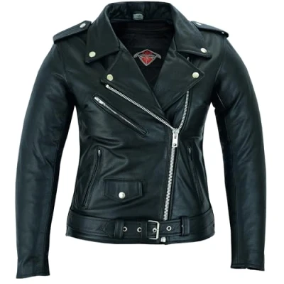 Immagine di Texpeed Giacca da moto in pelle donna perfect Marlon Brando Touring con protezione autentica Biker CE Armor (EN 1621 1) Nero S