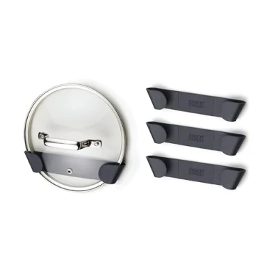 Immagine di Joseph CupboardStore Set di 4 supporti per coperchi pentole e padelle, Organizzatore autoadesivo il montaggio a parete, adatto fino 24 cm, nastro VHB 3M incluso