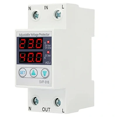 Immagine di Fafeicy Dispositivo di Protezione da Sovratensione e Sottotensione, stabilizzatore corrente, 230V 50/60Hz Corrente Sottotensione Regolabile Monofase Intelligente(40A)