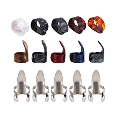 Immagine di Plettri per Chitarra 15pcs Pollice Dito Indice Protector di con Scatola