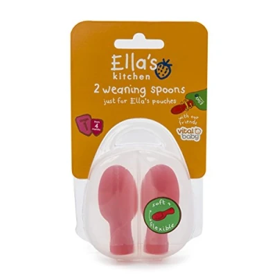 Immagine di Vital Baby Ella&#039;s Kitchen Pouch Spoon Tips with Travel Case Weaning Spoons Soft, Gentle and Flexible BPA, Phthalate &amp; Latex Free Hygienic Included 4m+ 2pk Red