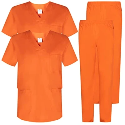 Immagine di MISEMIYA Pack * 2 PCS Uniforme Medica con Maglia e Pantaloni Uniformi Mediche Camice sanitarie Ref.2 8178 Small, Arancione