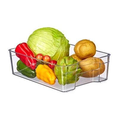 Immagine di Relaxdays Lot de 3 rangements avec poignées Contenitore frigo Set di organizzatore Cucina Cibo HLP 9 x 21,5 32 cm, Scatola con Maniglie, Vasca, Trasparente, 100% plastica, 9x21,5x32 cm