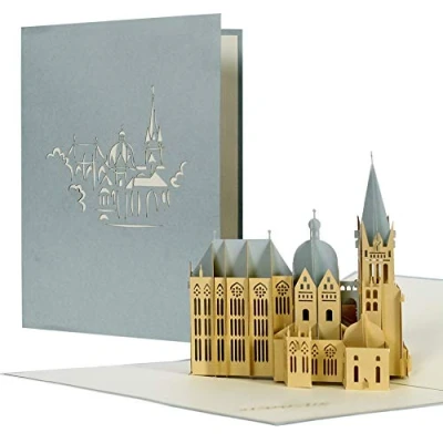 Immagine di Buono, buono di viaggio per un culturale a Aachen, biglietto pop up in 3D, auguri, souvenir, idea regalo, regalo lui o lei, A56i